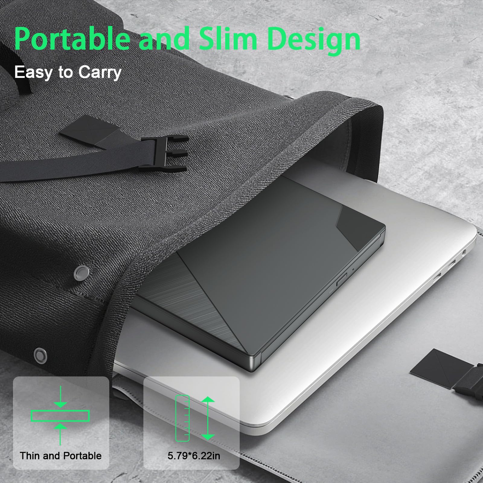 External CD/DVD Drive for Laptop, 7-in-1 CD Burner USB 3.0 and Type-C Portable DVD Burner CD ROM DVD Player Portable CD Reader Compatible with Latptop PC Windows XP/7/8/10, Linux Mac OS