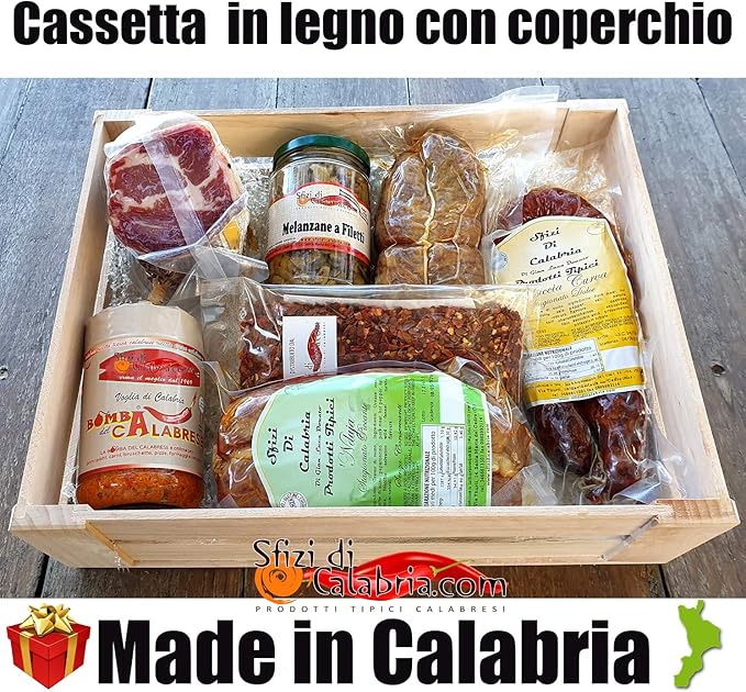 Idee Regalo Natale Alimentari.Confezione Regalo In Legno Con Coperchio Con 7 Prodotti Tipici Calabresi Idea Regalo Natale 2019 Amazon It Alimentari E Cura Della Casa