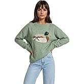 OADUS Women's Animal Graphic Knit Sweater - Horse Duck Trout Pullover - Soft Oversized Crewneck Novelty Sweater