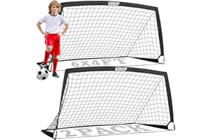 KUNUP Kids Soccer Goals for Backyard, 5×3, 6×4, 9×5FT 2 Pieces Easy Foldable Soccer Practice Net with Portable Carrying Bag for Toddler Youth Adult Soccer Training Equipment Outdoor Sports Game