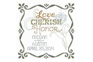 M & R Technologies Wedding Honoring Marriage Record Counted Cross Stitch White, multi-colored, By the yard