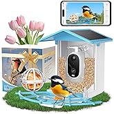 Bird Feeder with Camera, Solar-Powered, Color Night Vision, 2.4GHz WiFi, AI Smart Bird House with Cam, 2K Live View, Instant Notifications, Choice for Christmas/Parents