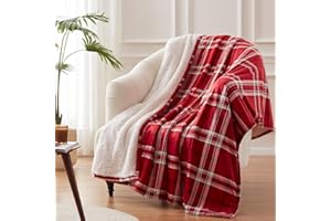 Westinghouse Electric Blanket Heated Throw Blanket, Plaid Sherpa Heating Blanket, 6 Heat Settings & 2-10 Hours Time Settings, Red Plaid, 50x60in
