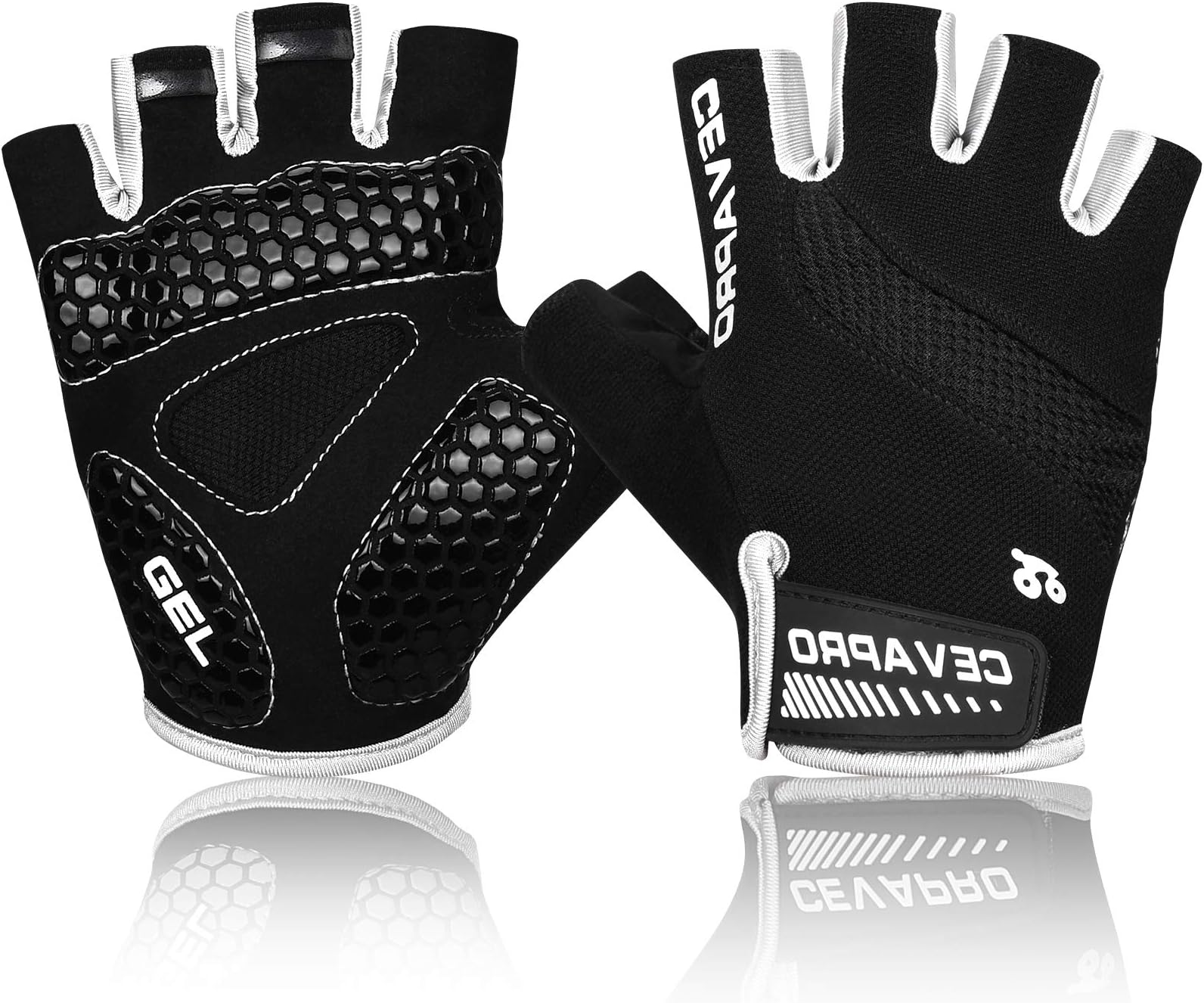 Cevapro Cycle Gloves Mountain Road Bike Gloves Half Finger Bicycle Gloves with Anti Slip Shock-Absorbing Gel Pad Cycling Riding Biking Gloves MTB DH Road Bicycling Gloves for Men Women