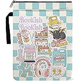 Y2K Style Book Sleeve 9x12 Inch - Funny Grid Style Paperback Book Cover with Waterproof Zipper and Handle for Daily Commute, Librarian Appreciation & Bookish Group Gifts