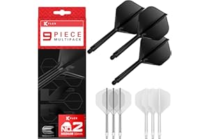 TARGET Darts K-Flex Integrated Dart Flights and Shafts, Kflex 9 Pack Bundle, Multipack - K Flex 3 Colours | Black, White, Clear, Red, Green, Blue, Pink, Orange, Yellow | Short, Intermediate, Medium
