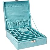 KLOUD City Two-Layer Jewelry Box Organizer Display Storage case with Lock (Blue)