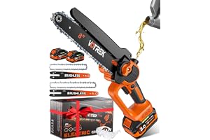 VOTREK 6 & 8-Inch Mini Chainsaw Cordless, Dual 3.0Ah Batteries | 1200W Brushless Battery Powered Electric Chain Saw with Auto Oiler and Tool-Free Tensioner, 2-in-1 Cutting System