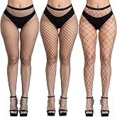 PLULON 3 Style Black Fishnet Stocking Tights for Women, Neon High Waist Women Fishnets Pantyhose Stockings for Cosplay Costumes Party