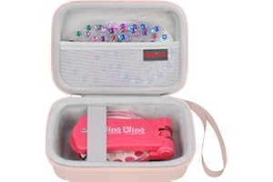 Elonbo Carrying Case for Blinger Dazzling Starter Kit,Blinger Kids Glam Collection Starter Kit Storage Bag,Kids Hair Styling Tool Travel Organizer Holder,Pocket fits Gems Rhinestones. Pink