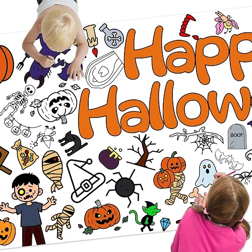MOECSHSY Children's Painting Tablecloth, 72 x 34 Inch Halloween Large Colouring Table Cover, Giant Poster for Classroom Wall Decor, School Party, Home Game Gifts, Art Crafts DIY