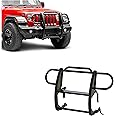 Black Horse Grille brush Bumper Guard Modular Black Compatible with 2020-2024 Jeep Gladiator|2018-2024 Jeep Wrangler(Excl. 21-24 V8 engine and trims)-17JPJLMA