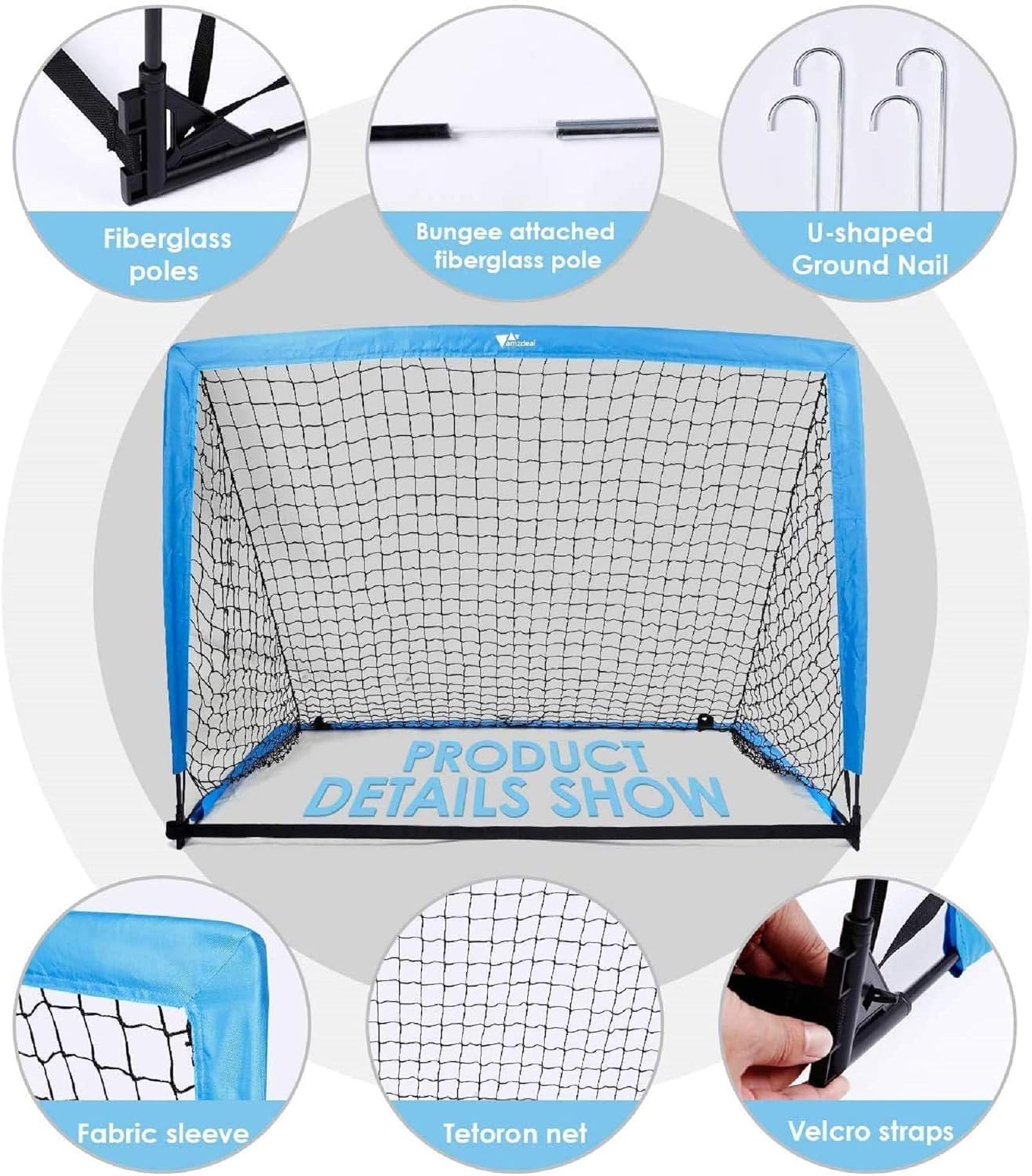 amzdeal Portable Soccer Goal Soccer Nets for Backyard Easy Fold-up Soccer Training Games for Kids and Teens, Set of 2 with Carry Bag : Sports & Outdoors