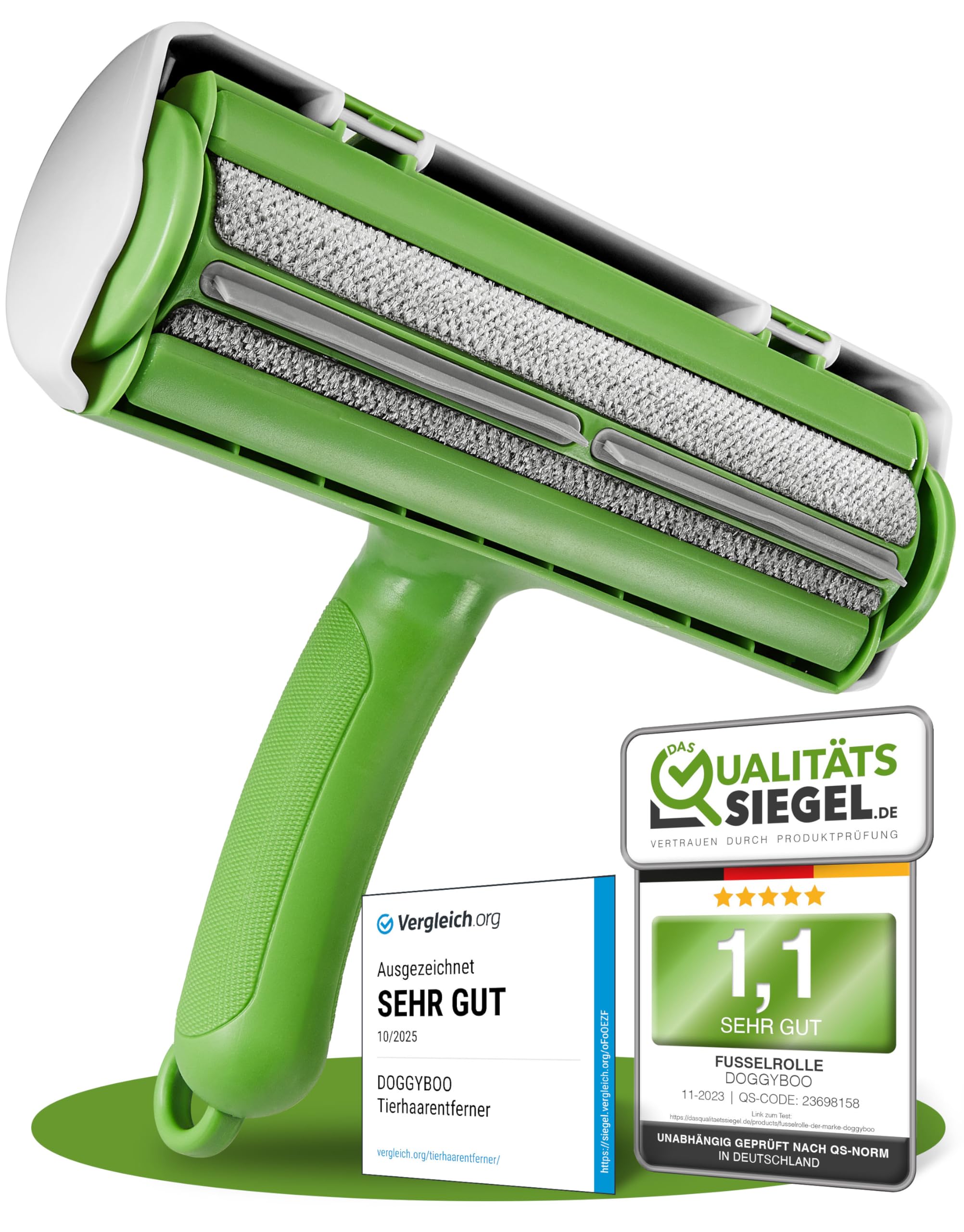 DOGGYBOO 2024 Self-Cleaning Pet Hair Remover, Premium Lint Roller for Dog Hair and Cat Hair, Reusable Cat Hair Remover for Sofa, Carpet, Bed and Car (Green)