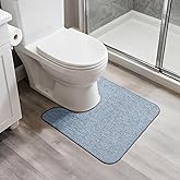 Bosap Toilet Rugs U Shaped Bathroom Rug,Machine Washable Non Slip Quick Dry Super Absorbent Ultra Thin Toilet Mats for Bathroom Toilet.Blue,1'8"x2'(20x24inch)