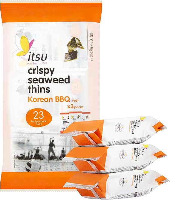 itsu Korean BBQ Crispy Seaweed Thins Multipack Healthy Snack 5g (Pack
