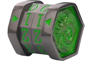 UONUOT Metal MTG Life Counter, Life Counter MTG, Magic Life Counter Gift Box Packaging Suitable for Board Games, Card Games, Compatible with MTGs and TTRPG(Black Nickel_Green)