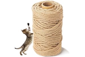 328FT/100M Sisal Rope for Cat Scratchers, Cat Scratching Sisal Rope 6mm Natural Jute Hemp Rope, Ideal for Replace Scratching 