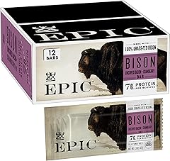 EPIC Bison Bacon Cranberry Bars, Grass-Fed, 12 Count Box 1.3oz bars