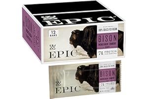 EPIC Bison Bacon Cranberry Bars, Grass-Fed, 12 Count Box 1.3oz bars