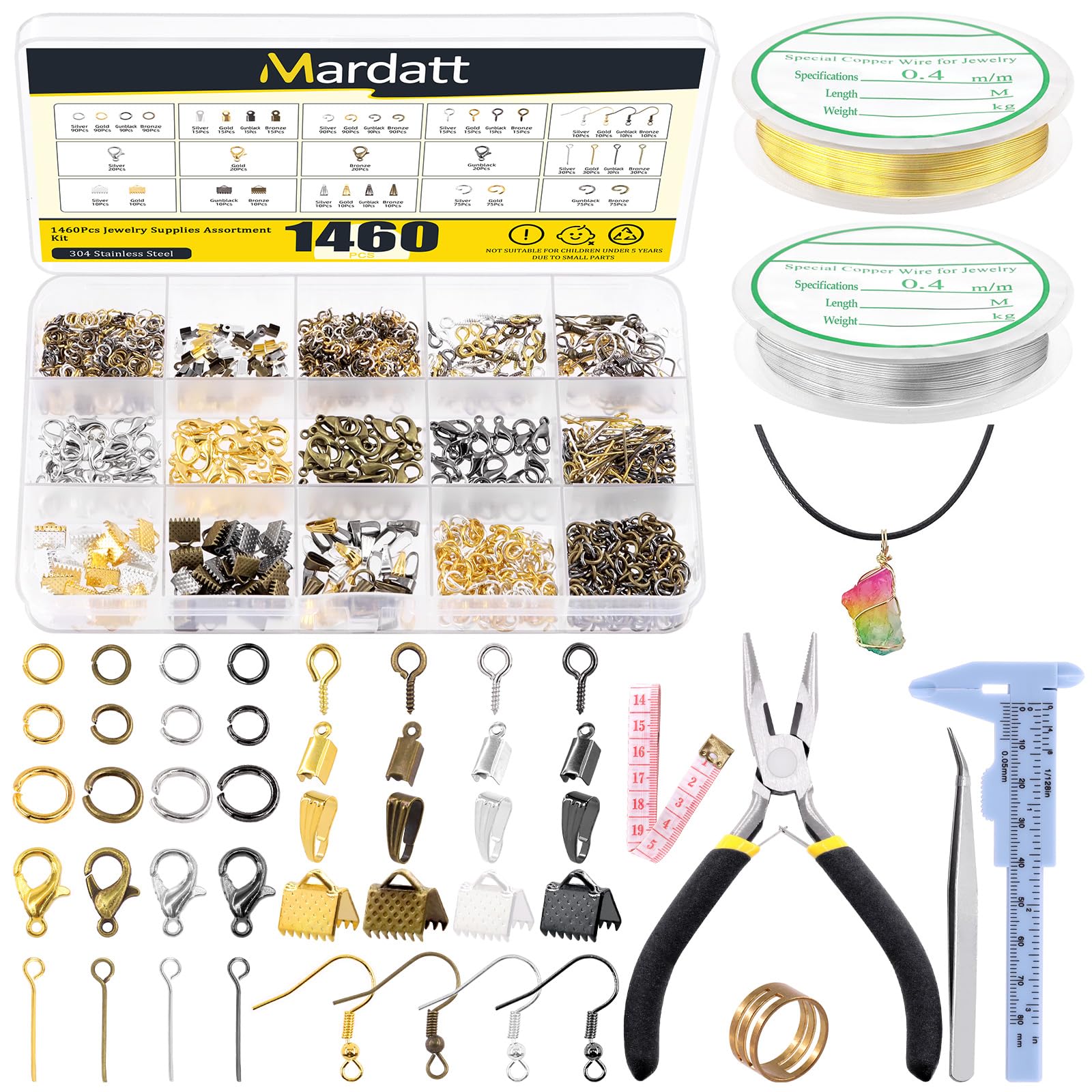 Mardatt Jewelry Making Kit - 1467Pcs Supplies, Adult, Silver, 5B, Non-Foldable