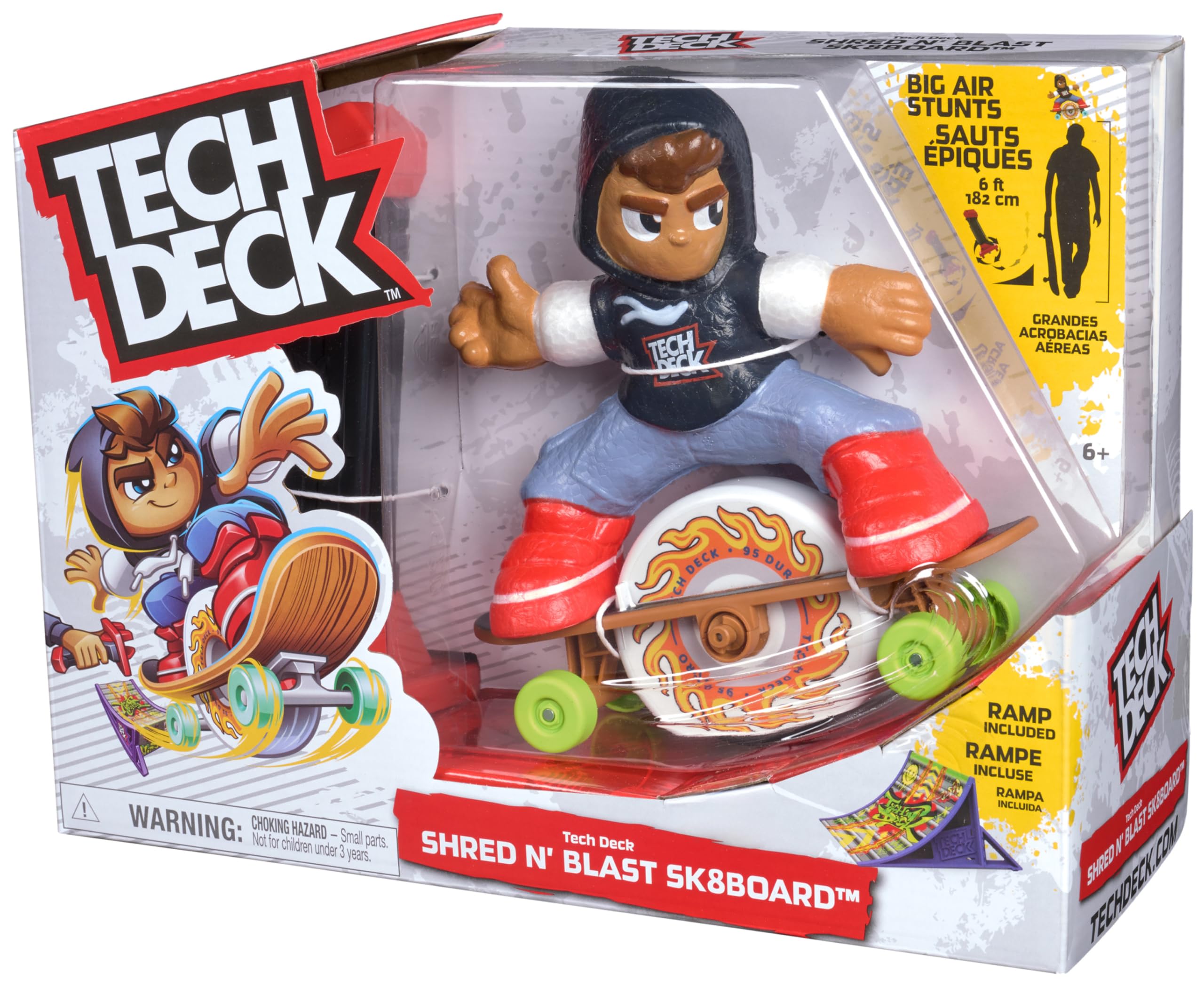 TECH DECK Shred N' Blast Sk8board, Motorized Finger Skateboard Toy with Rider & Ramp for Fast Tricks & High Jumps, Kids Toys for Boys and Girls Ages 6 & Up