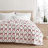 Martha Stewart - Blanket, Incredibly Soft Throw Blanket for Couch or Bed, Printed Plush & Oversized Bedding (Emmas Bow White, 60" x 70")