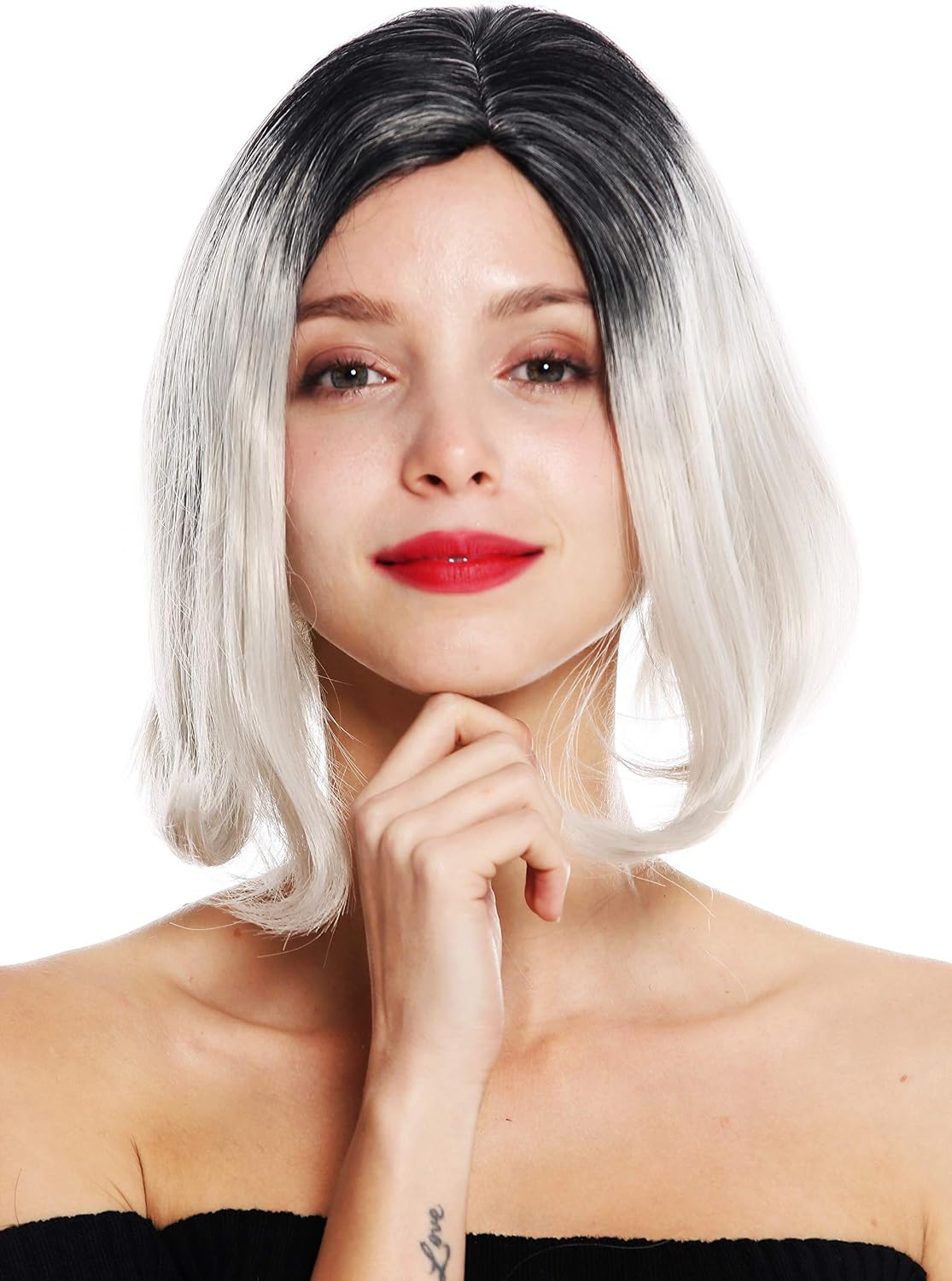 WIG ME UP, GFW3131A women's quality wig short bob long bob middle parting ombre black grey - Image 3