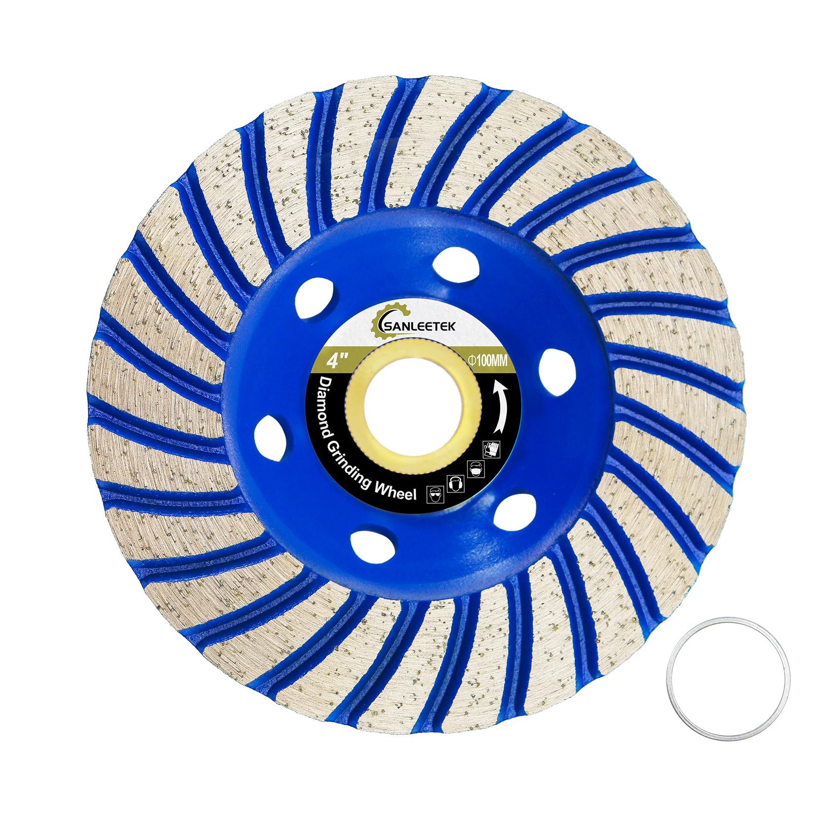 Diamond Concrete Grinding Wheel 100mm - Turbo Row Cup Grinding Wheel for Polishing and Cleaning Granite Marble Concrete Masonry Artificial Stone for Angle Grinder SANLEETEK