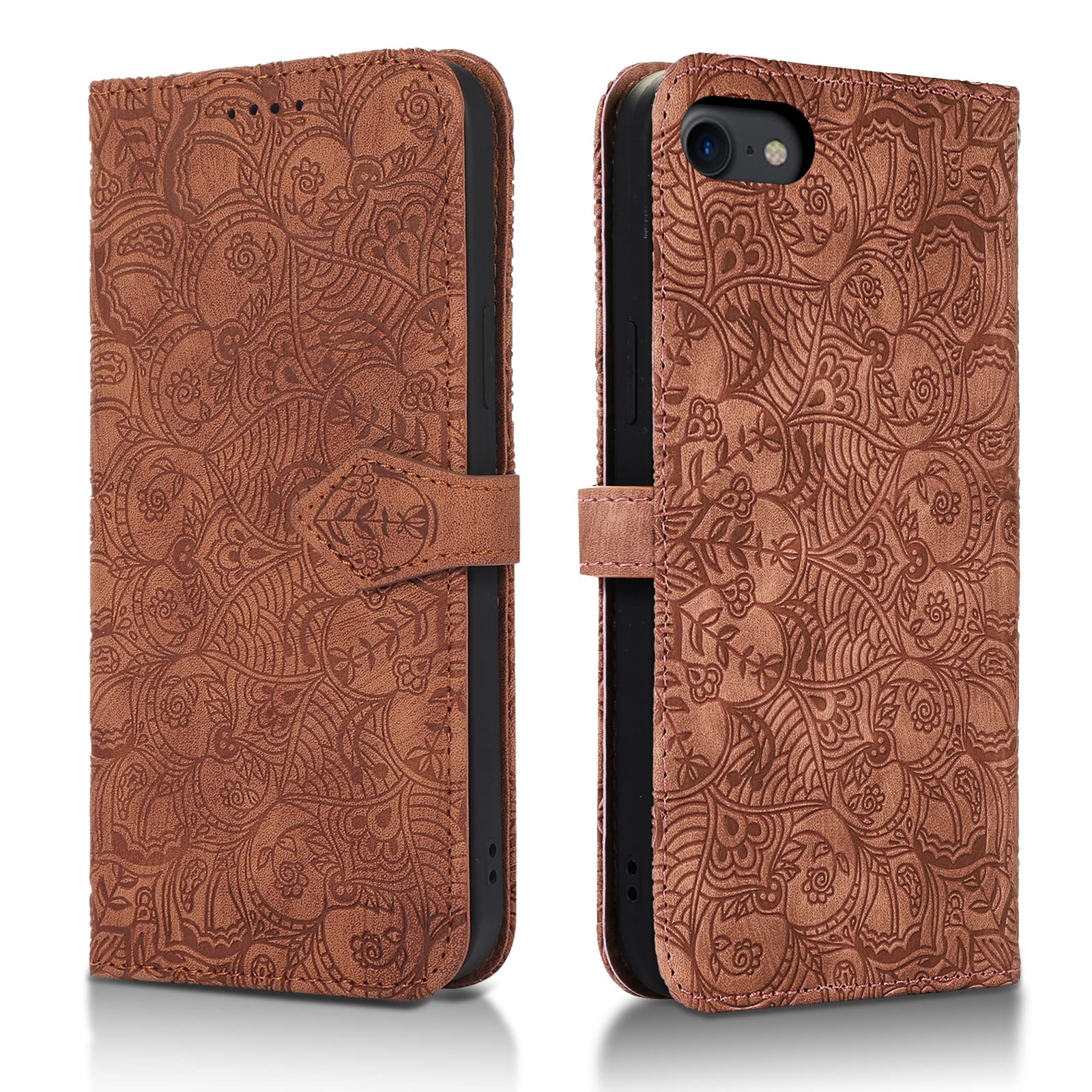 Succtopy Mobile Phone Case for iPhone SE 2022,iPhone SE 2020,iPhone 7,iPhone 8-4.7 Inch PU Leather Case with Card Slots and Stand Function Flip Wallet Protective Case iPhone SE 2022,SE 2020,8,7,Brown