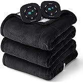 Bedsure Electric Blanket Queen Size - Dual Control Heated Blanket Queen, Fast Heating with 10 Time Settings & 10 Heat Settings, Warm Gift for Grandma (84x90 inches, Black)