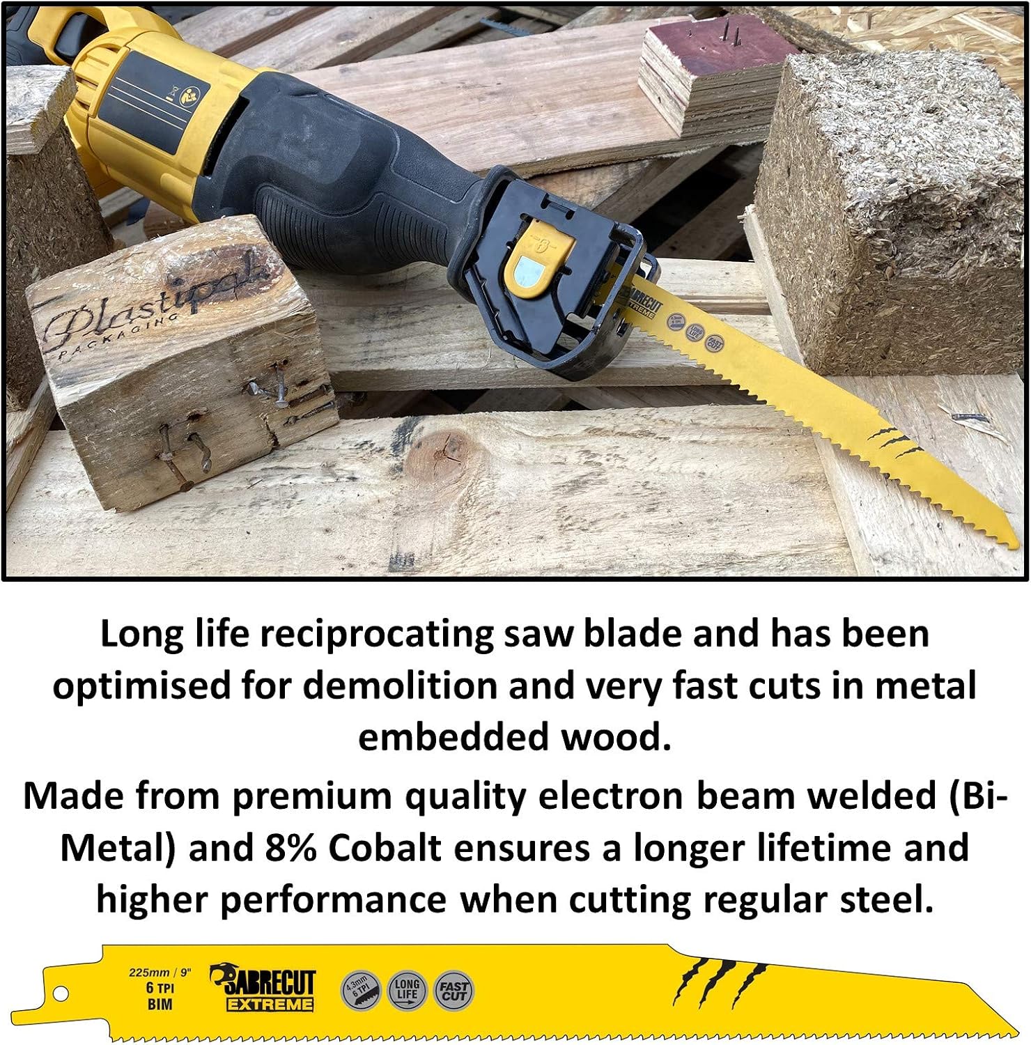 3 x SabreCut SCRSKM3B Mixed 225mm S1110DF S1122HF S1122BF Fast Wood and Metal Cutting Reciprocating Saw Blades - Image 5