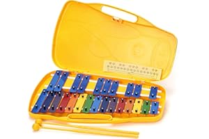 MYEONGCHANG 25note Glockenspiel, Xylophone for Kids and Adult Purcussion Instrument [Made in KOREA] (Yellow-Rainbow)