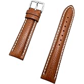 NewLife 20mm Honey Brown Genuine Leather Watchband Replacement Watchstrap | Center Padded, Creamy White Stitching, Mens Standard Length