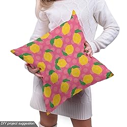Ambesonne Lemon Fabric by The Yard, Lemons with