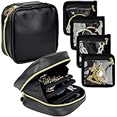 Travel Jewelry Case Small, Jewelry Organizers and Storage, Mini Travel Jewelry Bag with 8 Pcs Clear Zipper Velvet Pockets for Earrings, Rings, Necklace, Bracelet, Watch,Travel Essentials for Women