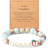 Lamyba Teacher Valentine Gift, Teacher Appreciation Gifts For Women - Natural Stone Bracelet, Thank You Gifts For Teacher, Blue