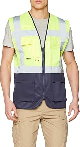 Portwest Warsaw Hi-Vis Contrast Executive Sleeveless Safety Vest L Yellow Navy view 2