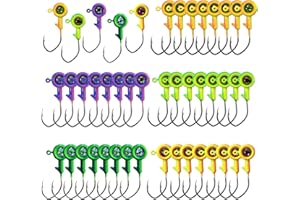 Bombite Crappie Jig Heads Crappie Jigs with 3D Eyes,40Packs Crappie Jigs Heads Crappie Lures Bass Trout Panfish Jig Heads for Fishing 1/32oz 1/16oz 1/8oz