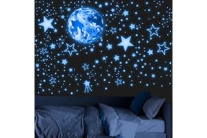 ROBMODA 965 PCS Glow in The Dark Stars and Earth for Ceiling, Luminous Stars and Planet Wall Decals, Kids Room Decor, Glowing Galaxy Wall Stickers for Nursery Decorations (Blue)