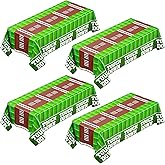 Oudain 4 Packs Football Party Decorations Supplies Football Tablecloth, 54" x 108" Disposable Plastic Rectangular Touchdown Table Covers for Football Field Themed Birthday Party Game Decoration