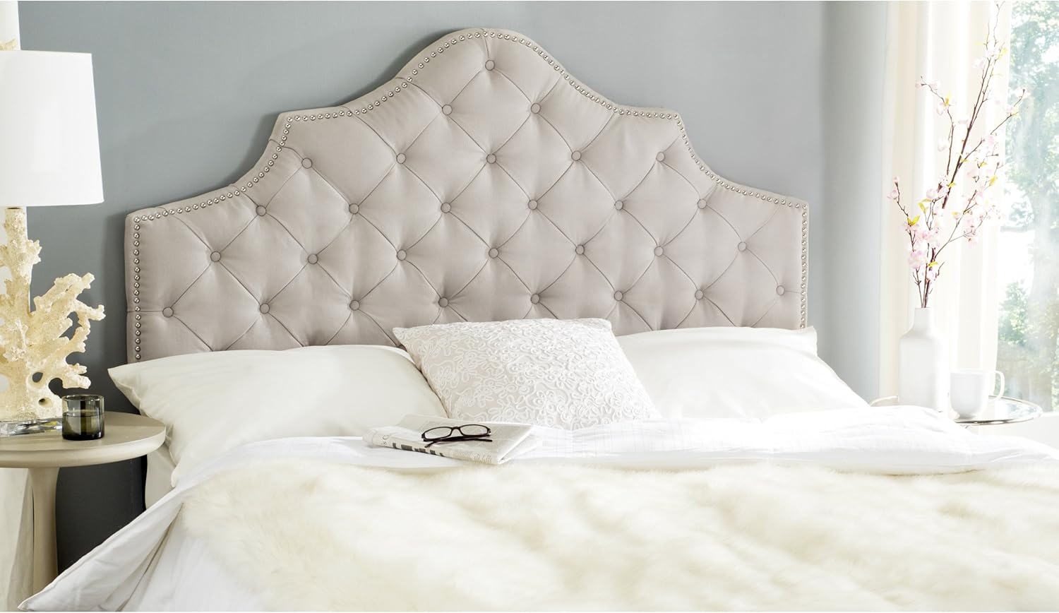 Best full bed taupe headboard