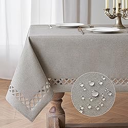 MIULEE Taupe Polyester Linen Rectangle Tablecloth