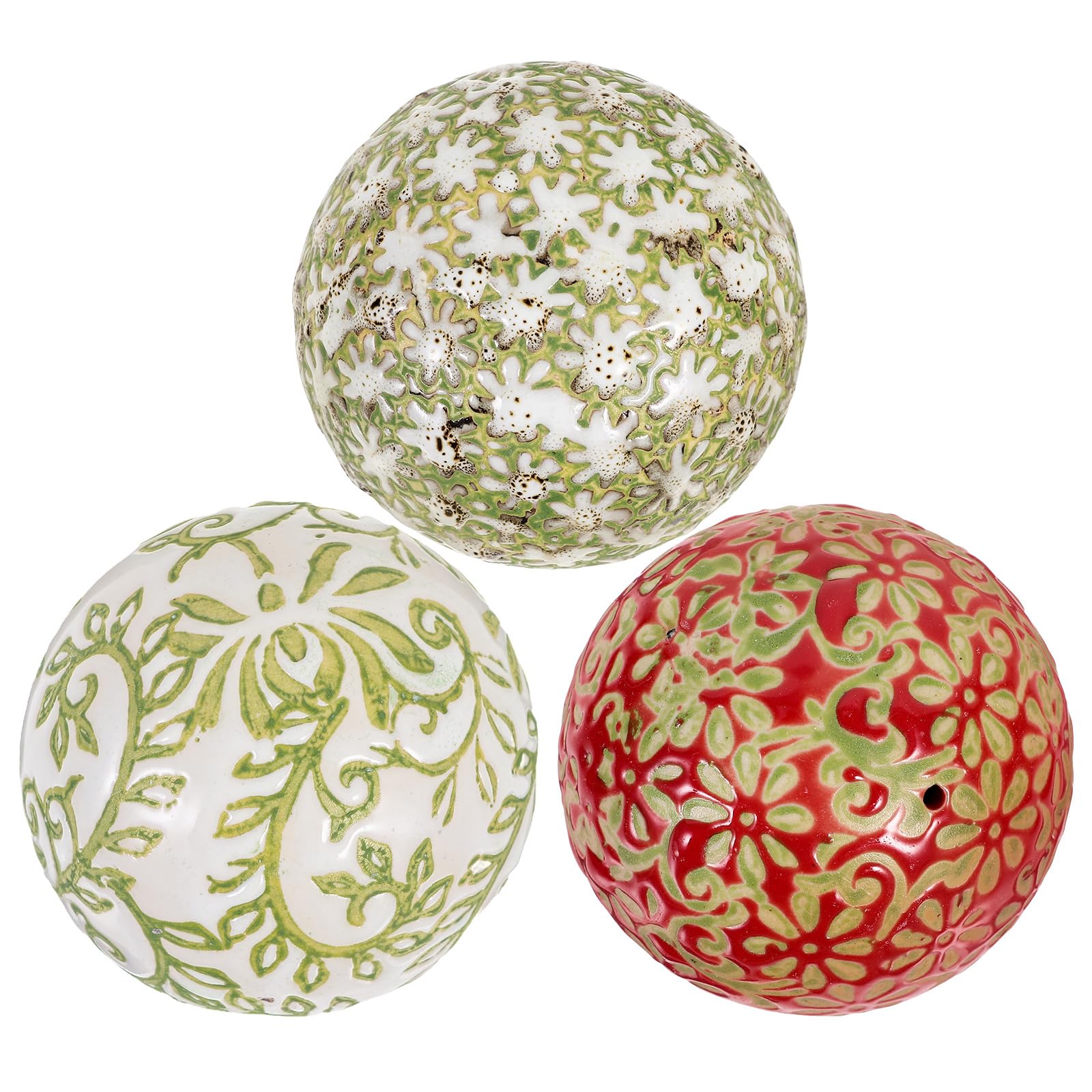 Garneck 3Pcs Ceramics Spherical Ball, Decorative Porcelain Balls Ceramic Decorative Ball Filler Centerpiece Mosaic Sphere Vase Filler Floating Accent Ball for Bowl Vase Basket Fish Tank Decor