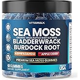 Vitamax Irish Sea Moss Gummies, Sea Moss, Bladderwrack, Ashwagandha, Burdock Root, ACV - Multi-Mineral - Non-GMO and Vegan – Made in USA – 60ct