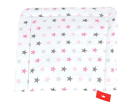BABYLUX Wickeltischauflage Wickelauflage Baby Wickeltisch 50x70 70x70 80x70 (50 x 70 cm, 93 - Sterne Rosa Grau)
