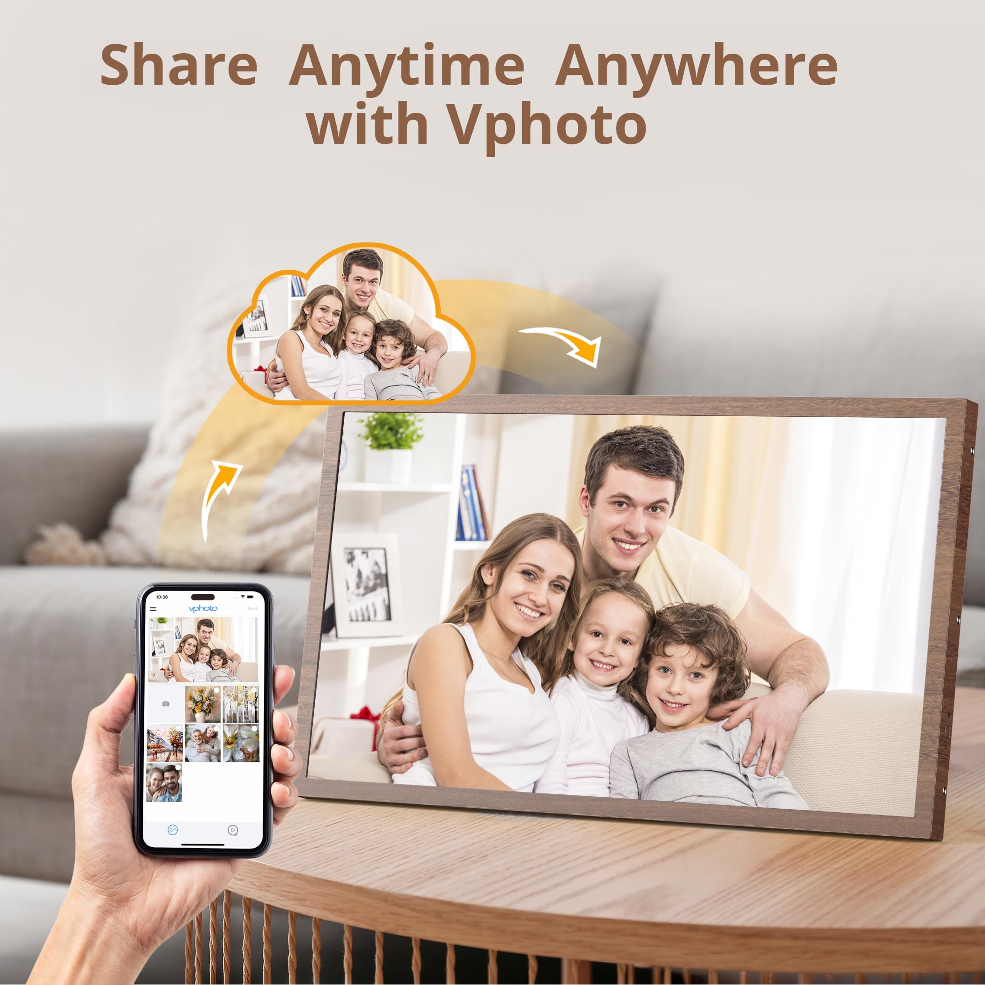 Dragon Touch Large Digital Picture Frame 21.5 inch Screen WiFi Digital Photo Frame Display, 32GB Storage, Auto-Rotate, Share Photos via App, Email, Cloud, Classic 21（Not Touchscreen）