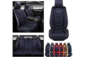 OASIS AUTO Car Seat Covers Premium Waterproof Faux Leather Cushion Universal Accessories Fit SUV Truck Sedan Automotive Vehicle Auto Interior Protector Full Set (OS-004 Black)