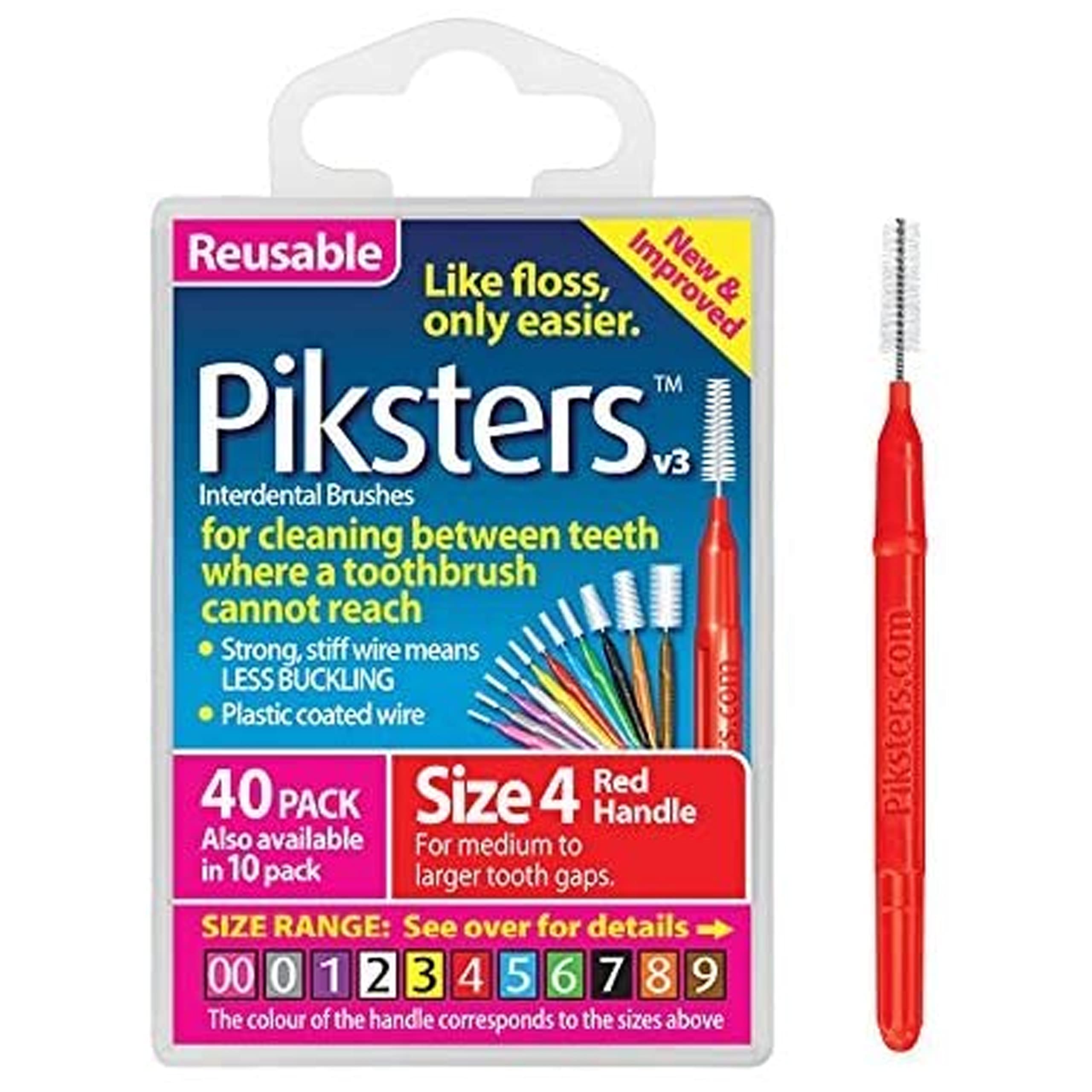 Piksters Interdental Brush Size 4 (40 Pack) by Pikster