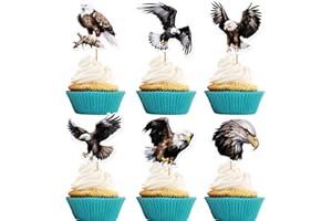 Rsstarxi 36 Pack Bald Eagle Cupcake Toppers Animal Bald Eagle Birthday Cupcake Picks Eagle Party Decorations for Eagle Theme Baby Shower Birthday Party Cake Decorations Supplies